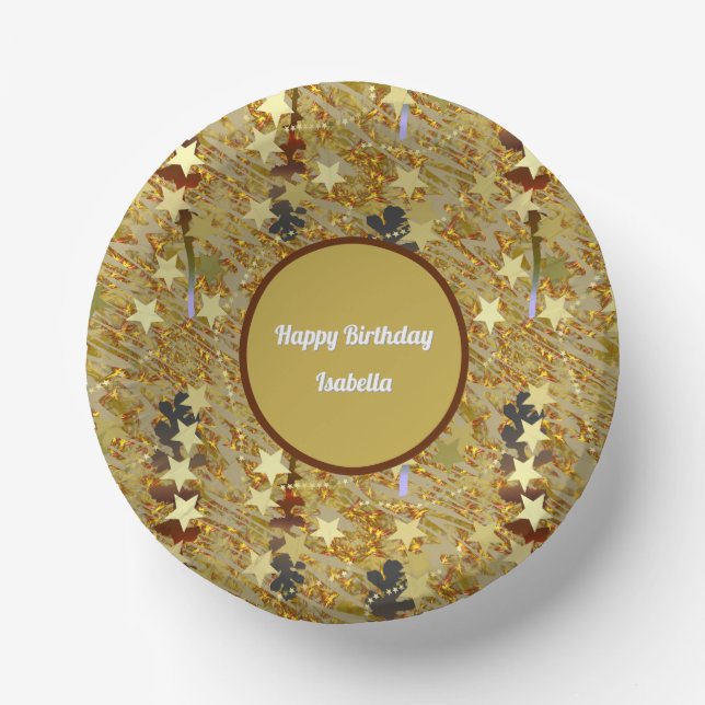 Any Age Sparkle and Stars Happy Birthday Pappteller (Vorderseite)