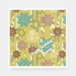 Any Age Urban Floral Birthday Serviette