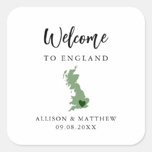 Any Color England UK Wedding Welcome Bag Quadratischer Aufkleber