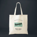 Any Color Kansas Map Wedding Welcome Tote Bag Tragetasche<br><div class="desc">Wedding weekend welcome gift bag for out of town guests to your wedding, featuring image of Kansas. You may edit the colors for any part of this design, as well as move the heart to the location of your wedding. To change colors, click personalize and then "edit using the design...</div>