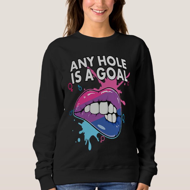 Any Hole Is A Goal Bisexual Rainbow Pride Bisexual Sweatshirt (Vorderseite)
