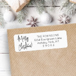 Any Script Simple Modern Christmas Rücksendeadress<br><div class="desc">Fügen Sie eine stilvolle Finishing-Touch zu den Urlaubskarten-Umschlägen mit modernen, individuellen Rücksendeadressen-Aufklebern hinzu. Der gesamte Text auf dieser Vorlage ist einfach zu personalisieren, mit beliebigen Formulierungen, wie zum Beispiel Frohe Weihnachten, Happy Holidays, Frohen Festtage oder Happy New Year. Das Schwarz-Weiß-Design besticht durch moderne handgeschriebene Skriptkalligraphie und klassisch minimalistische Sans-Serif-Typografie. Diese...</div>
