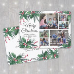 Any Text Christmas Holy & Berries 6 Foto Collage Feiertagskarte<br><div class="desc">Versenden Sie stilvolle, fröhliche Grüße und teilen Sie 6 Ihrer Lieblingsfotos mit einer individuellen Foto Collage Urlaubskarte. Der gesamte Text auf dieser Vorlage lässt sich einfach so anpassen, dass er jeden beliebigen Text enthält, z. B. Frohe Weihnachten, glückliche Feiertage, Frohe Festtage, Neujahrsjubiläen usw. (IMAGE PLACEMENT TIP: Eine einfache Möglichkeit, ein...</div>