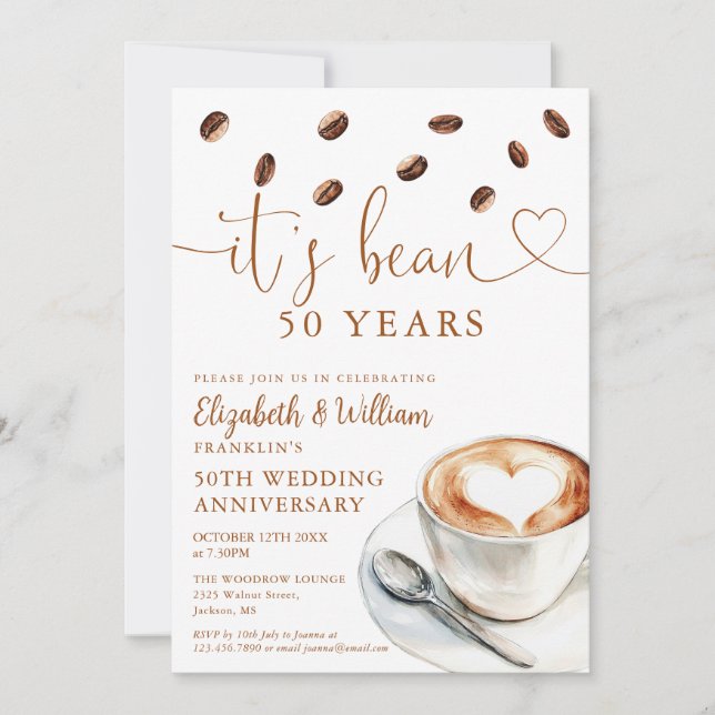 Any Wedding Anniversary Year Coffee Themed Einladung (Vorderseite)
