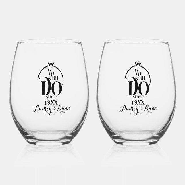 Any Year Anniversary Personalized Weinglas Ohne Stiel (Vorderseite)