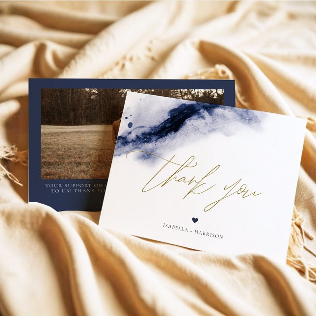 ANYA Boho Navy Carte de remerciements d'aquarelle  (Créateur téléchargé)