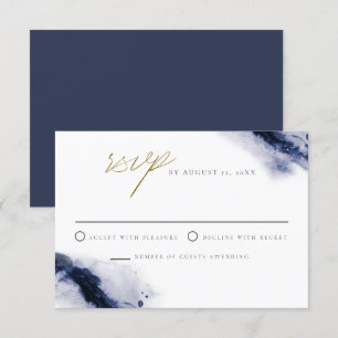ANYA   Carte RSVP Bohemian Navy Blue Watercolor