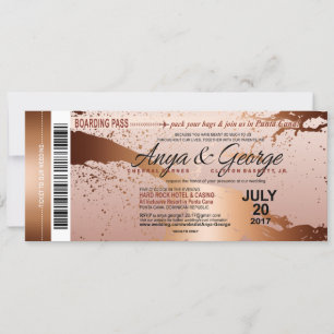 Anya Copper Rose Gold Foil Grunge Hochzeit Einladung