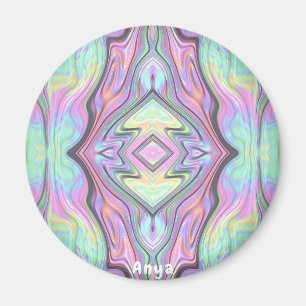 ANYA ~ Gelbgrün und rosa Peeldesign Magnet