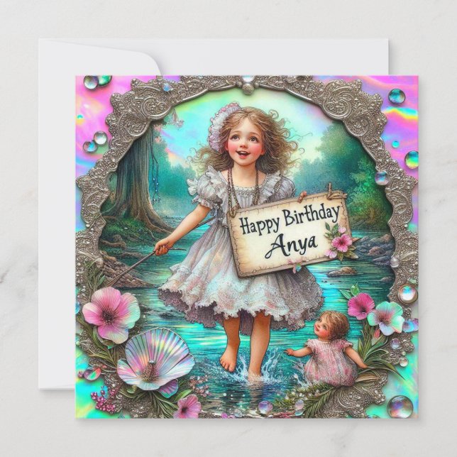 ~ ANYA ~ Happy Birthday ~ Girl Paddling ~ (Vorderseite)