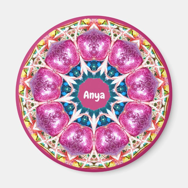 ANYA ~ Personalisiert rosa 3D Muster Fraktal ~ Magnet (Vorne)