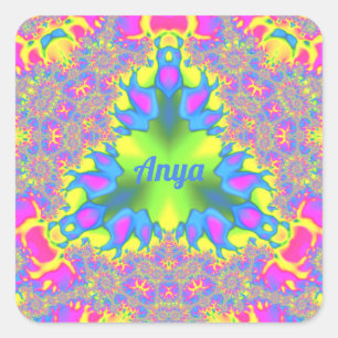 ANYA ~ Shades Gelb, Grün, Rosa, Blau Quadratischer Aufkleber