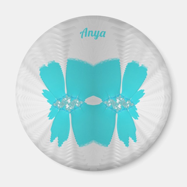 ANYA ~ White und Aqua ~ Atemberaubendes Design Magnet (Vorne)