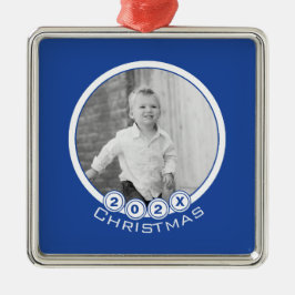 Anyone Date Custom Blue Foto Ornament Aus Metall