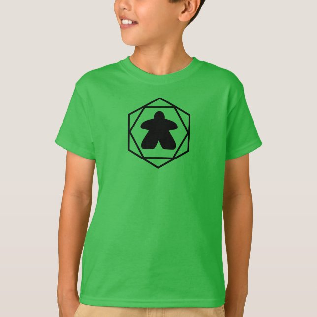 Anytime Meeple Black Art Boys Shirt (Vorderseite)