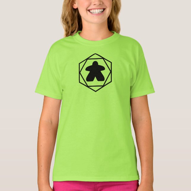 Anytime Meeple Black Art Girls Shirt (Vorderseite)