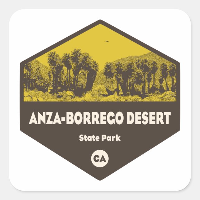 Anza-Borrego Wüste Staat Park/Garten: Quadratischer Aufkleber (Vorderseite)