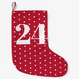 Anzahl | Advent Calendar Rote und weiße Polka Punk Kleiner Weihnachtsstrumpf