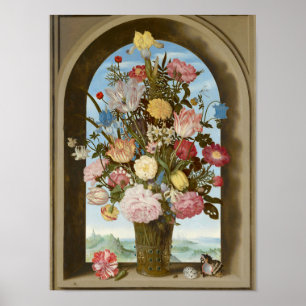 Anzahl der Blume in einem Fenster, c.1618 Poster