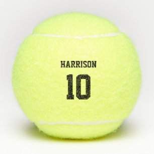 Anzahl der Schwarz-weißen individuelle Name für  Tennisbälle