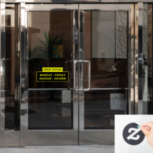 Anzeige der Öffnungszeiten an der Glastür Fensteraufkleber