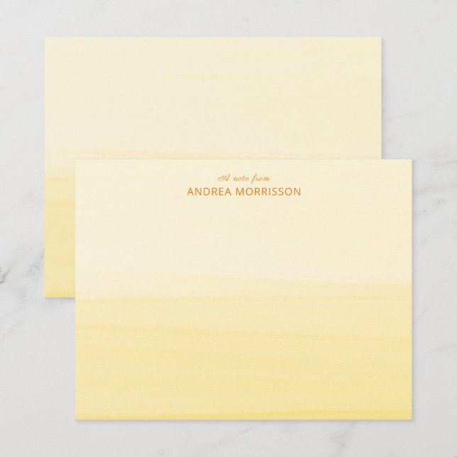 Anzeige der Yellow Watercolor Ombre Note Card Mitteilungskarte (Vorne/Hinten)