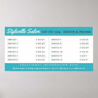 Anzeige des Servicepreises für Stylist in benutzer Poster
