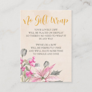 Anzeige Dusche Gold Kalligrafie Rosa Winter Floral Begleitkarte