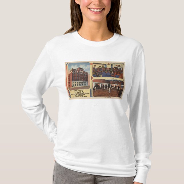 Anzeige für Armee-/der Marine-Y.M.C.A. Gebäude T-Shirt (Vorderseite)
