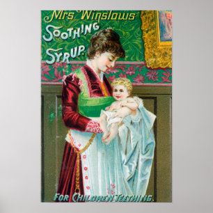 Anzeige für beruhigenden Sirup Frau-Winslows Poster