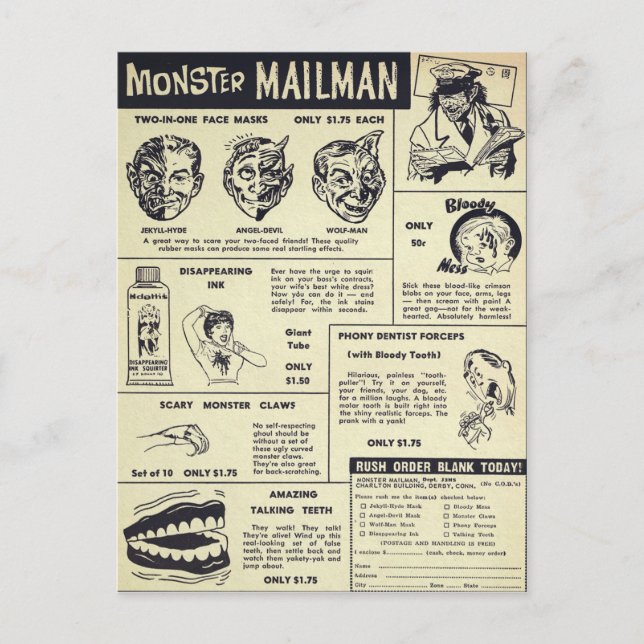 Anzeige für Vintage Postsendungen Postkarte (Vorderseite)