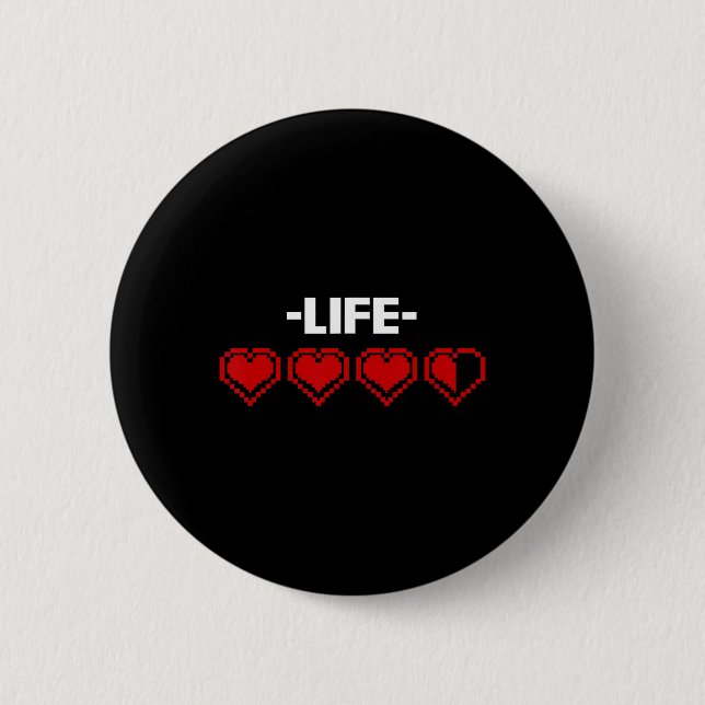 Anzeige Herz 8 Bit Grafik Video Game Player Gi Button (Vorderseite)