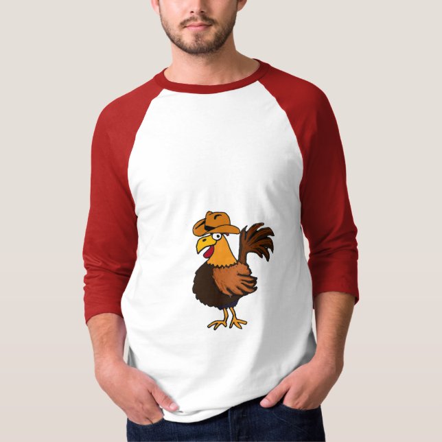 ANZEIGE lustiger Hahn in einem Cowboyhut-Shirt T-Shirt (Vorderseite)