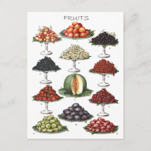 Anzeige verschiedener Früchte auf Plattern Postkarte