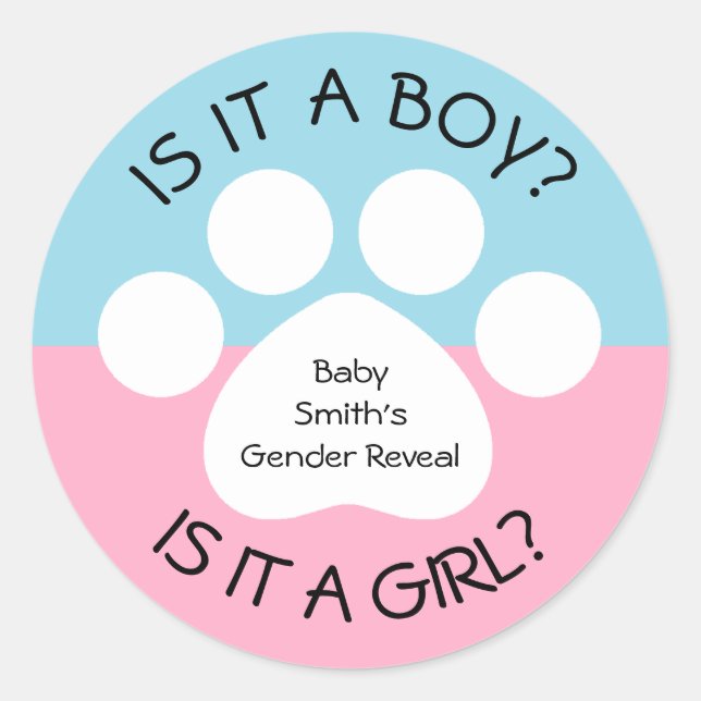 Anzeige von Paw Print Gender Runder Aufkleber (Vorderseite)