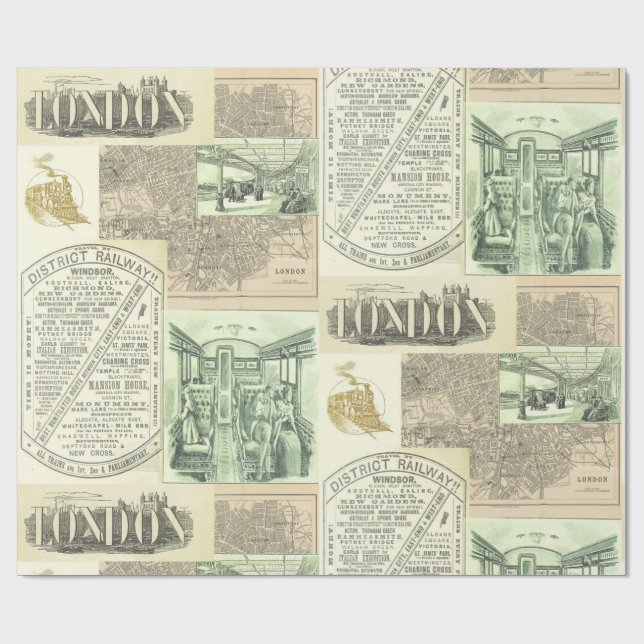 Anzeigenkollektion für Vintage Bahnzeitungen Geschenkpapier (Flach)