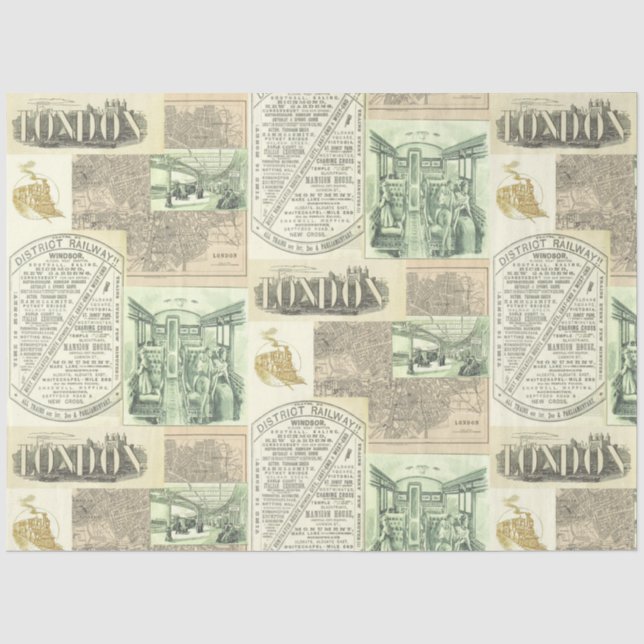 Anzeigenkollektion für Vintage Bahnzeitungen Seidenpapier (Vorderseite)