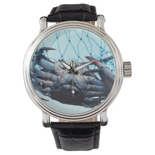 Anziehende blaue Krabbe Armbanduhr