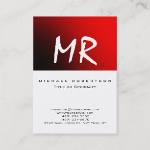 Anziehende Script Monogram White Red Business Card Visitenkarte