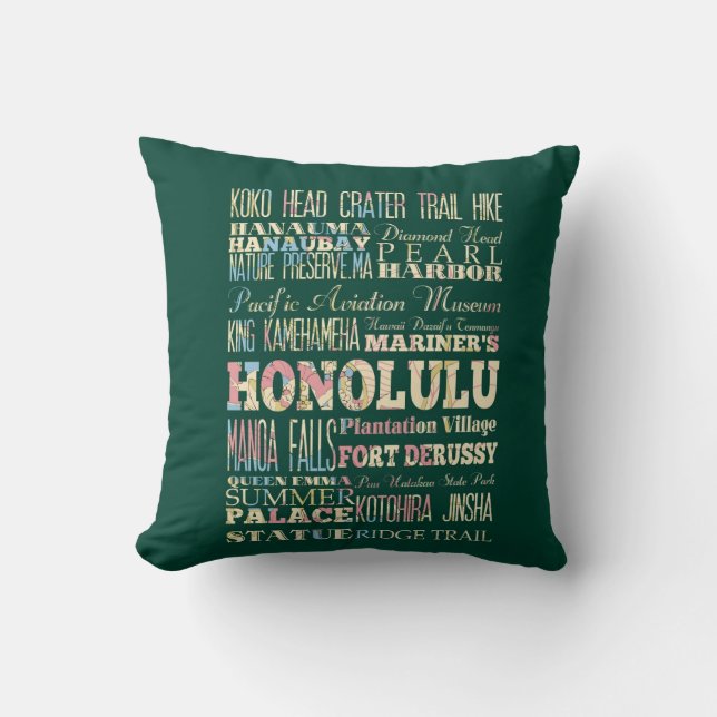 Anziehungskräfte u. berühmte Orte von Honolulu, Kissen (Vorderseite)