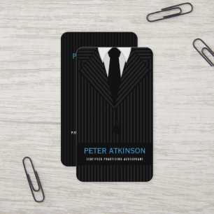 Anzug für schwarze und graue Pinstripe Visitenkarte