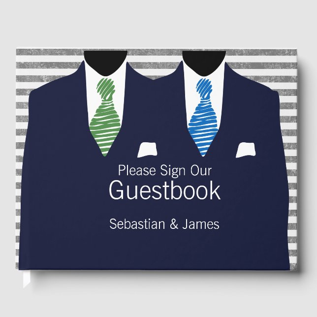 Anzug Green Blue Krawatte Gay Wedding Custom Gästebuch (Vorderseite)
