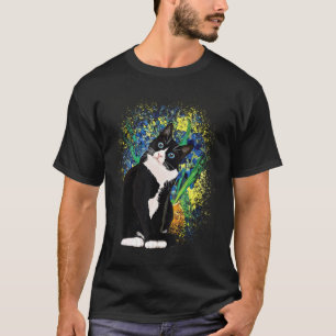 Anzug Katze Liebhaber Mama Papa Van Gogh Blumen Bl T-Shirt