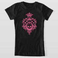 Anzug mit rosa Skull und rosa Karten Wappen T - Sh