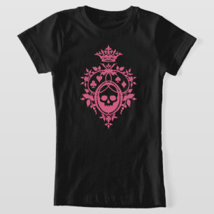 Anzug mit rosa Skull und rosa Karten Wappen T - Sh T-Shirt