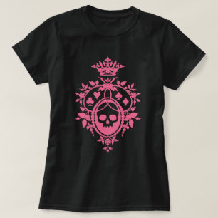 Anzug mit rosa Skull und rosa Karten Wappen T - Sh T-Shirt