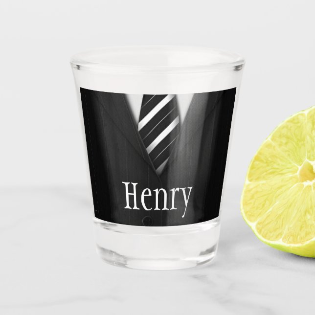 Anzug personalisiert Trauzeuge Schnapsglas (Vorderseite)