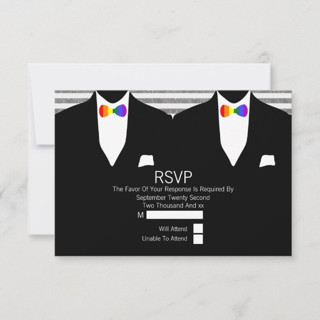 Anzug Rainbow Bow Krawatte Gay Wedding RSVP (Vorderseite)