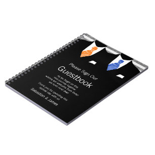 Anzug und Krawatte Gästebuch (Orange / Blau) Notizblock