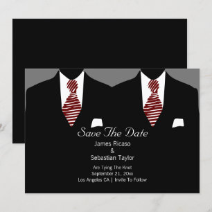 Anzug und Krawatte Gay Save the Date Hochzeit